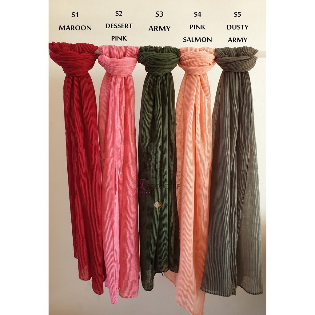 A29 Pashmina plisket lurus katun viscose/ pleated shawl premium