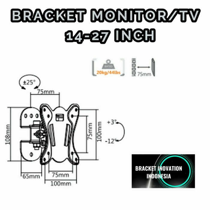 BRACKET/BRAKET/BREKET MONITOR/TV 14 15 17 19 20 22 24 27 INCH MAX 30&quot;