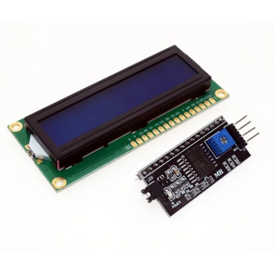LCD display 1602 + I2C 16x2 16 2 16*2 biru blue