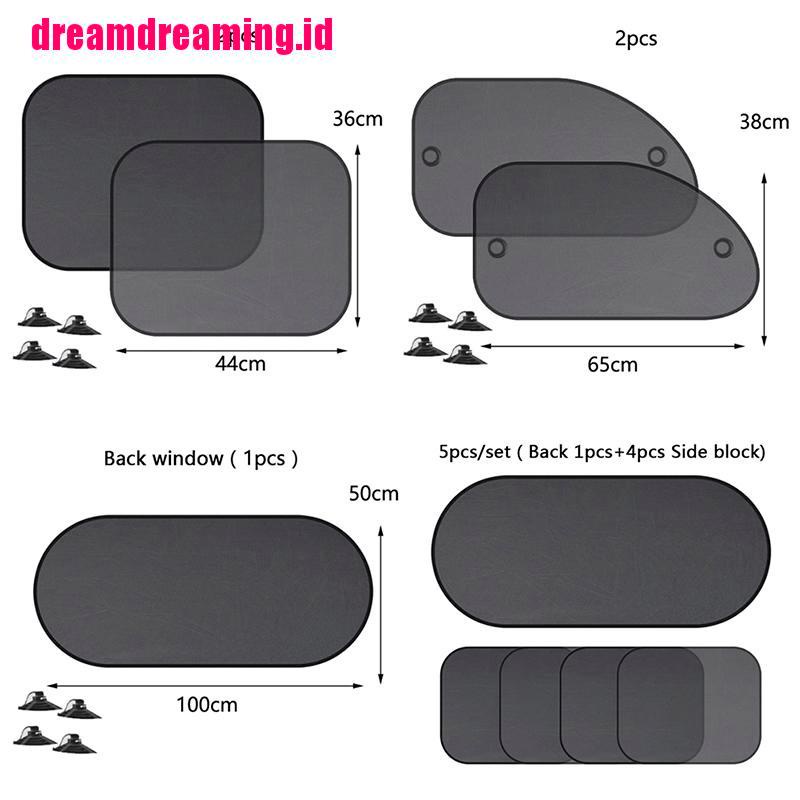 5pcs / set Tirai Pelindung Panas Matahari UV Bahan Mesh Untuk Kaca Jendela Mobil