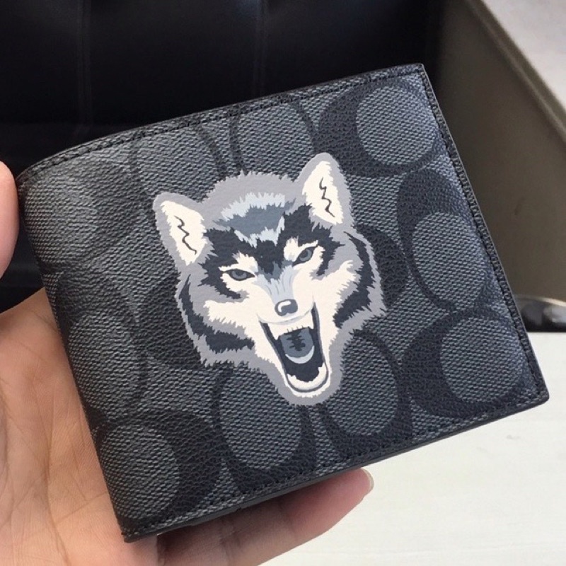Coach Men’s Wallet Wolf in Signature Original