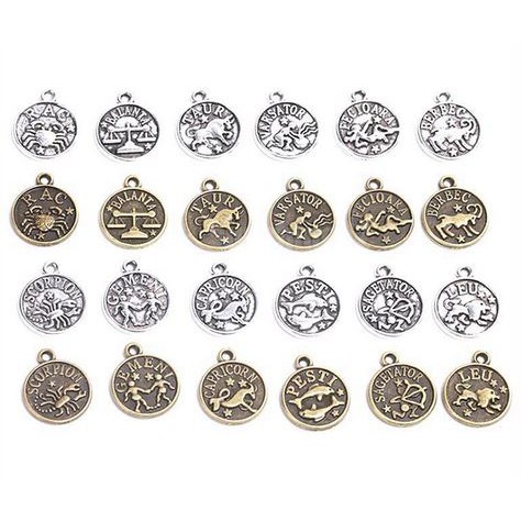 Twelve Constellations Round Charm - Charm Zodiak Bulat (12pcs)