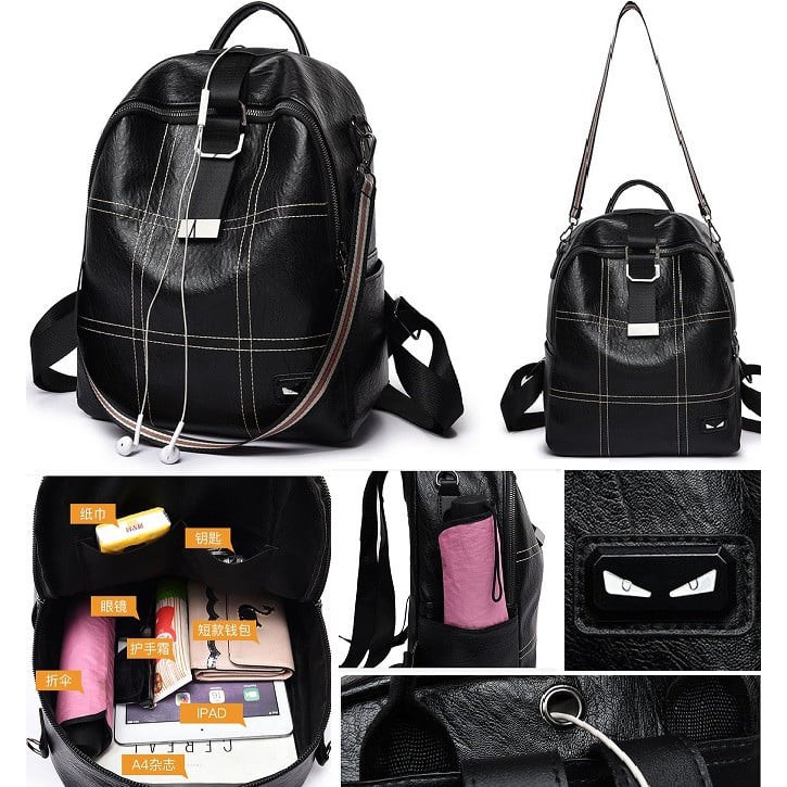 KOG-22524 TAS RANSEL WANITA MOTIF KOTAK IMPORT