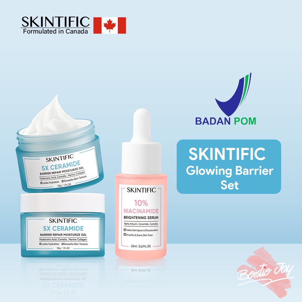 【BPOM】SKINTIFIC - Glowing Barrier Set / 10% Niacinamide Brightening Serum &amp; 5% Ceramide Barrier improve Moisture Gel