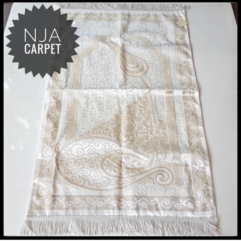 Sajadah aydin simli putih benang gold kanvas