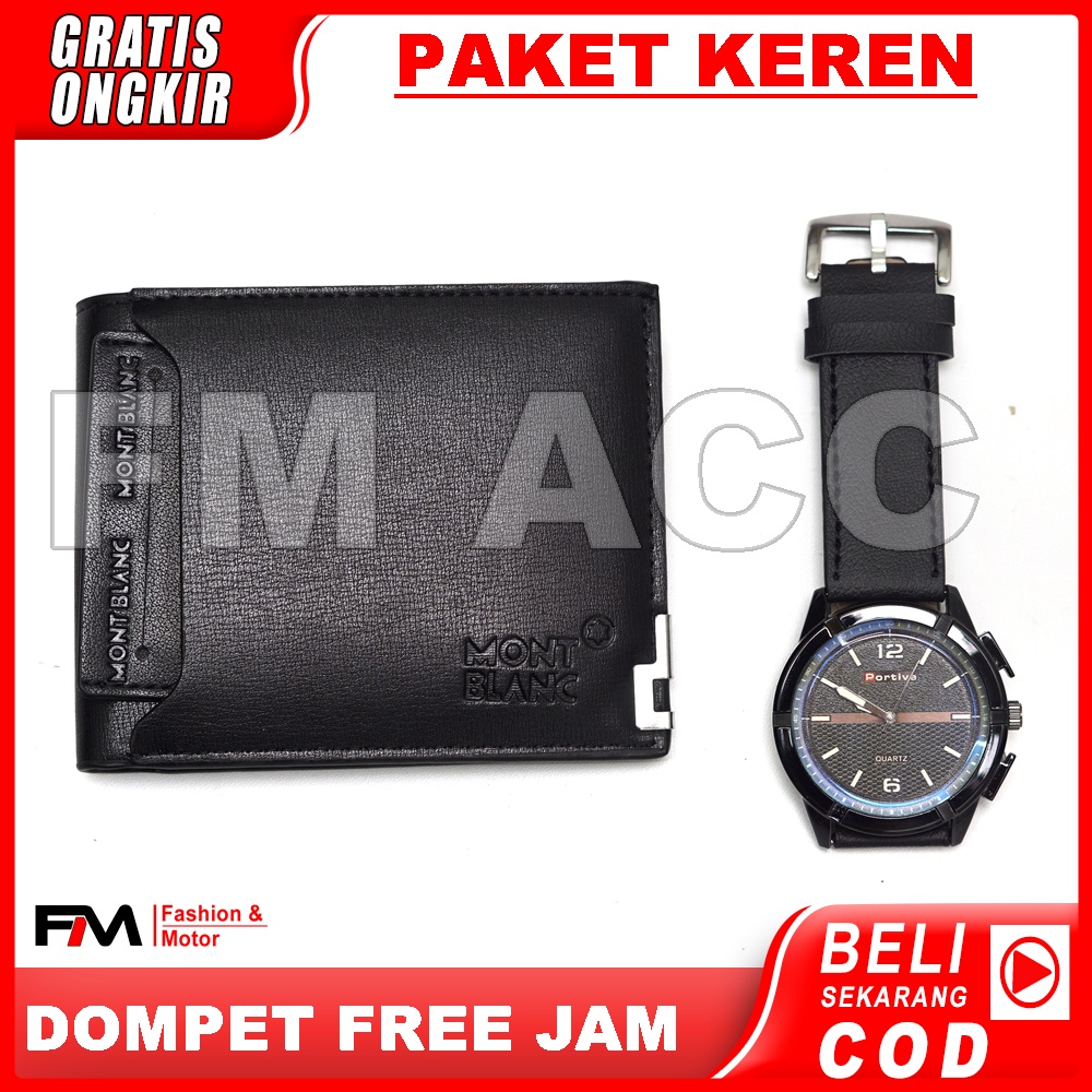 [ PAKET GANTENG ] Dompet Kulit Pria IMPORT Murah &amp; Terbaru + GRATIS Jam Tangan Pria