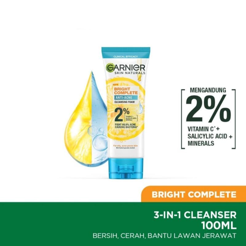 Garnier Bright Complete Anti Acne Cleansing Foam 100ml