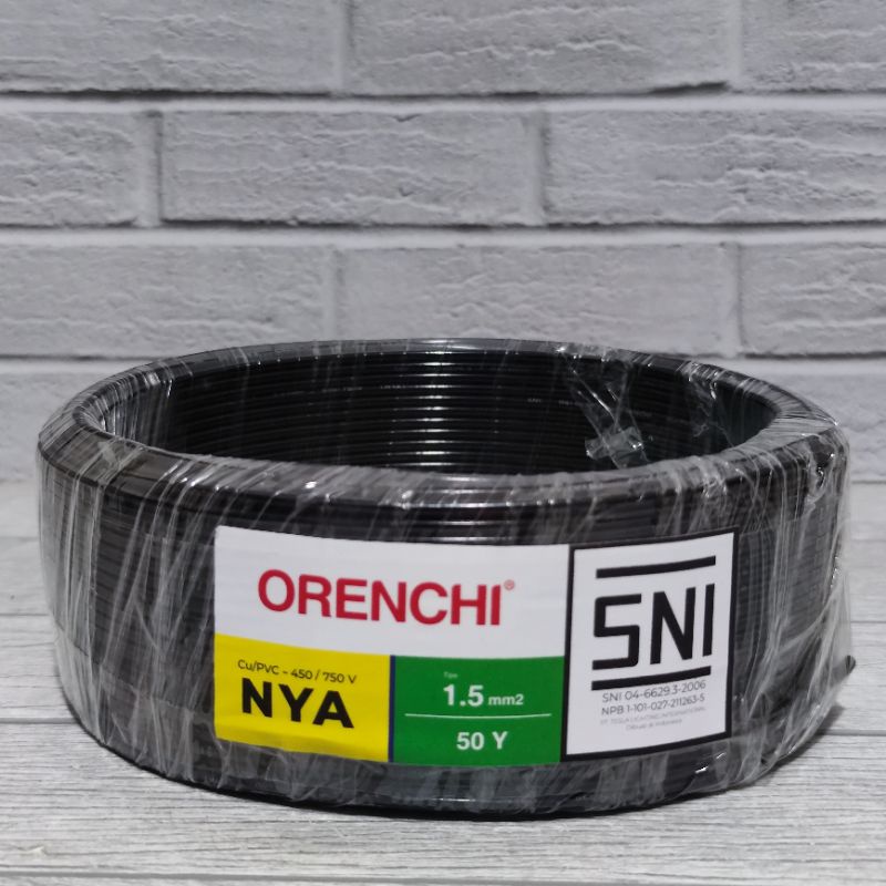 ORENCHI KABEL NYA 1.5mm TEMBAGA MURNI SNI LMK 1ROLL 50 YARD