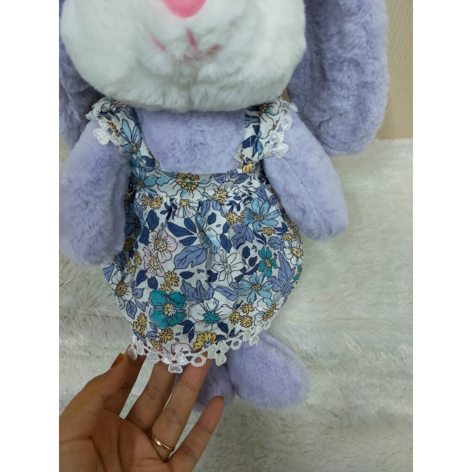 Boneka Kelinci Dress Bunga Size 9&quot;/38cm/boneka rabbit baju/boneka lucu/boneka animal