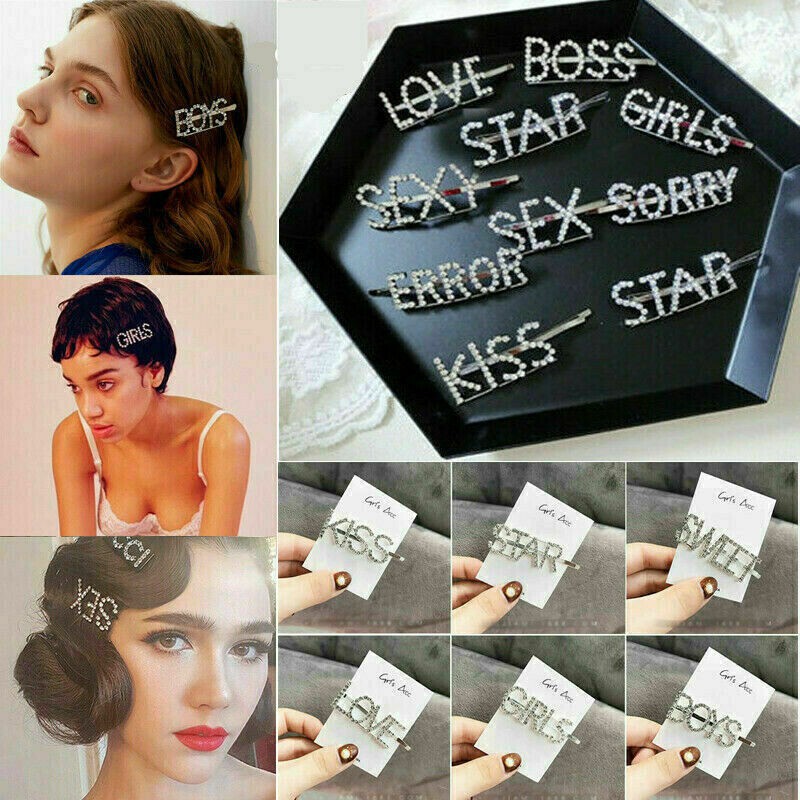 Jepit Rambut Huruf Berlian Imitasi Wanita Hairpin Hairclip Hair Pin Clip Diamond Text Word Korea