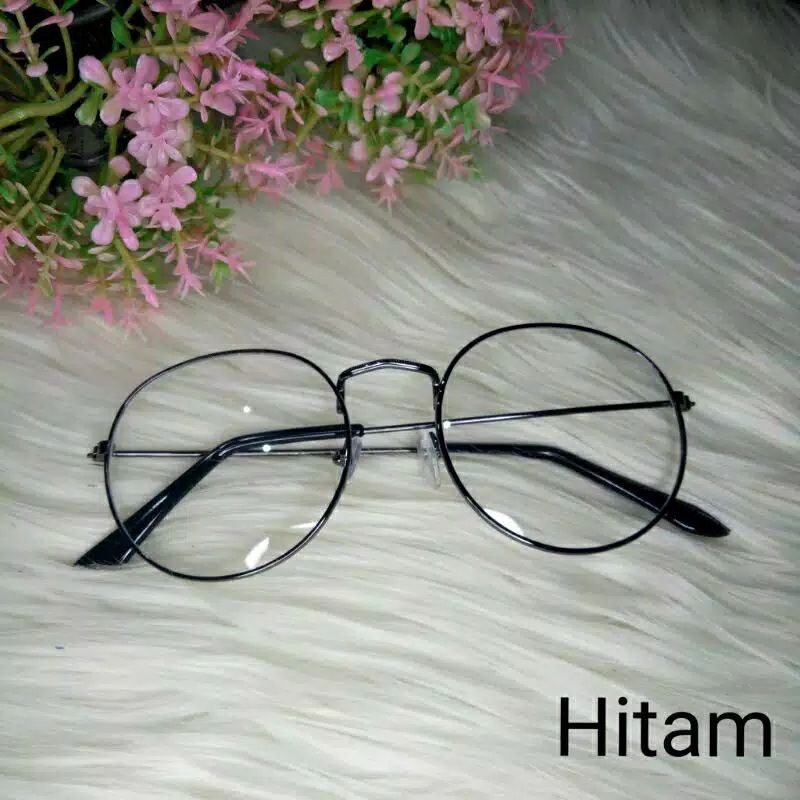 kacamata OVAL Bingkai besi Fashion Wanita Pria ( kode 01) TOSERBA GALERY-Hitam