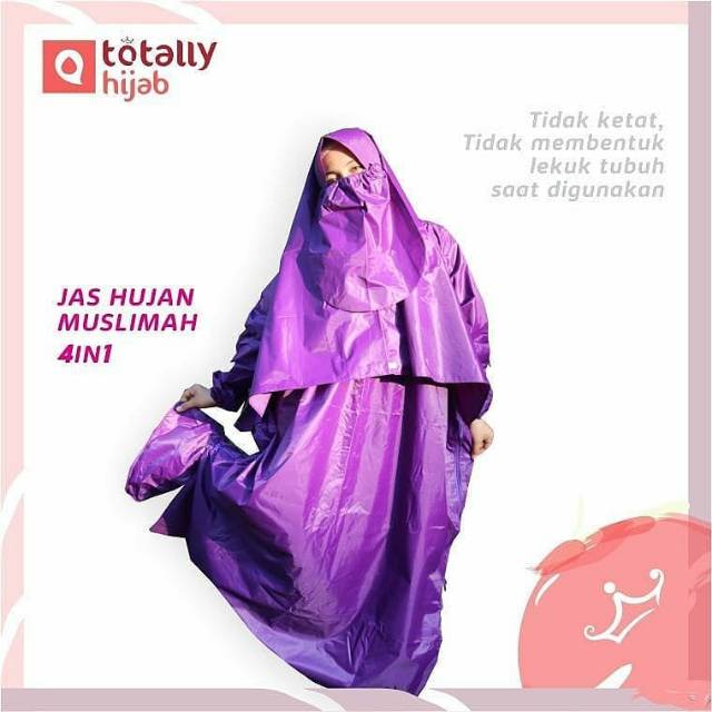 Jas Hujan Muslimah 4in1 Syari Sepatu Hujan