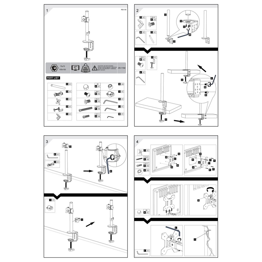 Oximus Bracket Hydra-ZD1102 13&quot; - 27&quot; - Bracket Monitor