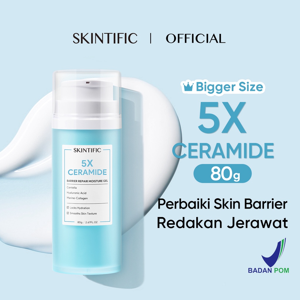 SKINTIFIC 5X Ceramide Barrier Repair Moisture Gel 80g Facial Moisturizer Day Cream Night Cream Pelembab Wajah 【BPOM】