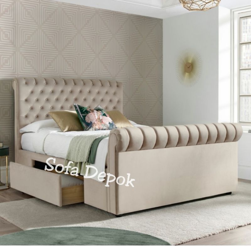 Tempat tidur dengan laci penyimpanan sofa Depok