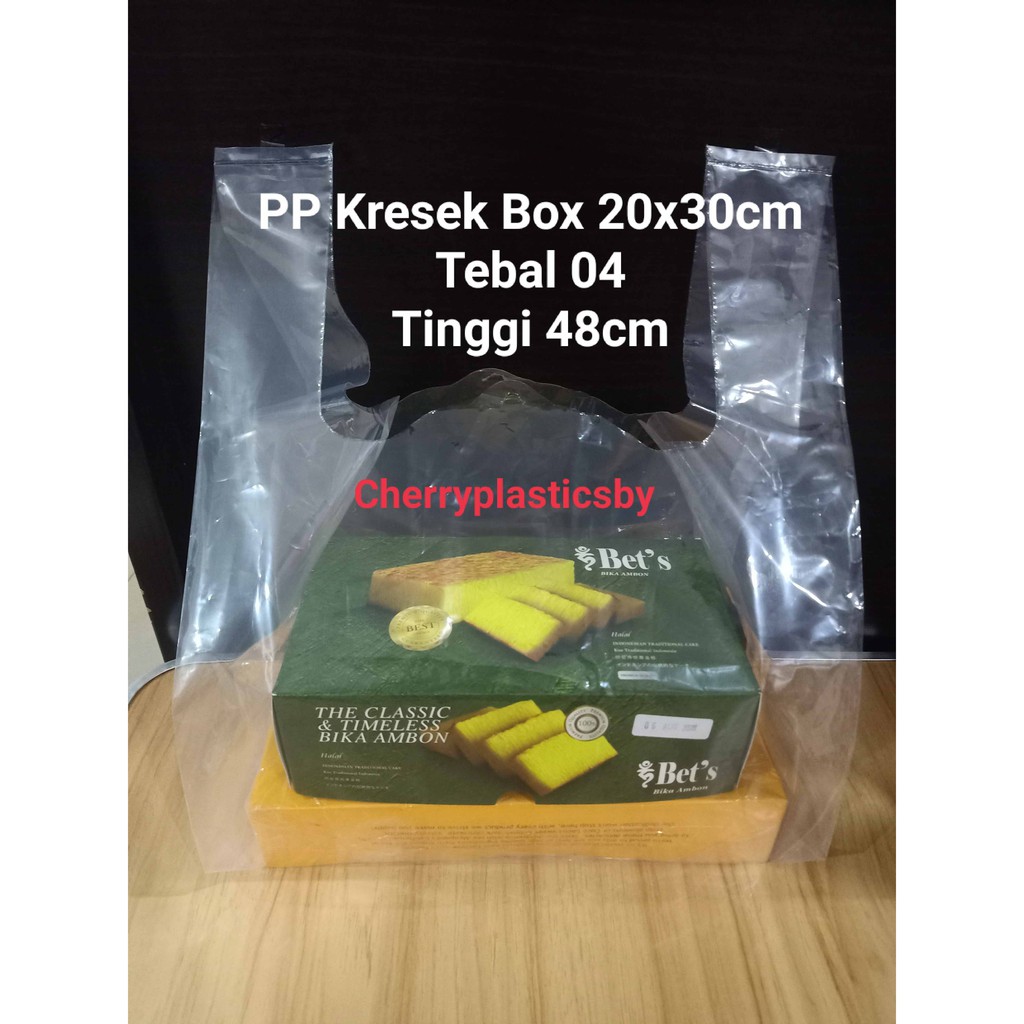 Kresek PP bening alas 30x20 Tinggi 48cm bahan tebal dus donat 1/2lusin 6pcs 2tumpuk