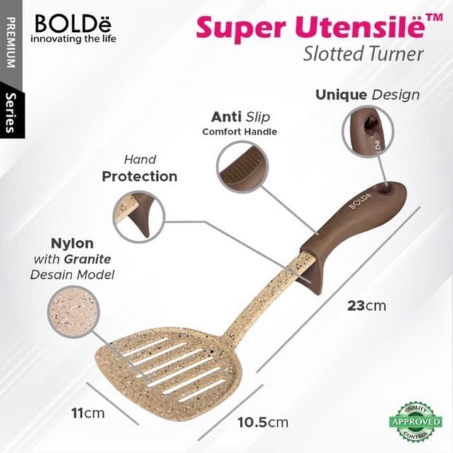 Bolde Super Utensile Slotted Turner - Spatula Lubang - Sutil - Sodet