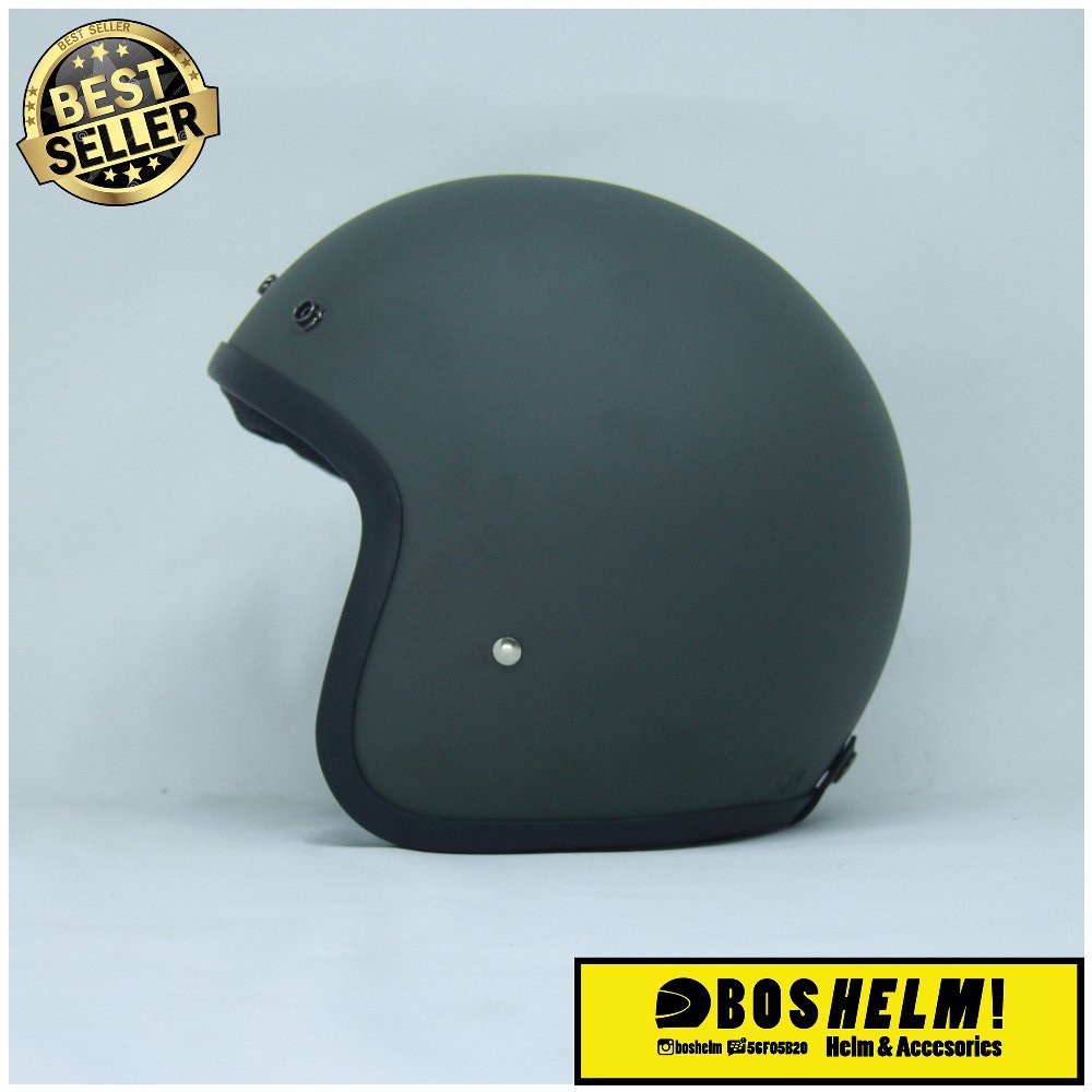 Helm Retro Hijau Army Doff Helm Basic Solid Helm Half Face Termurah