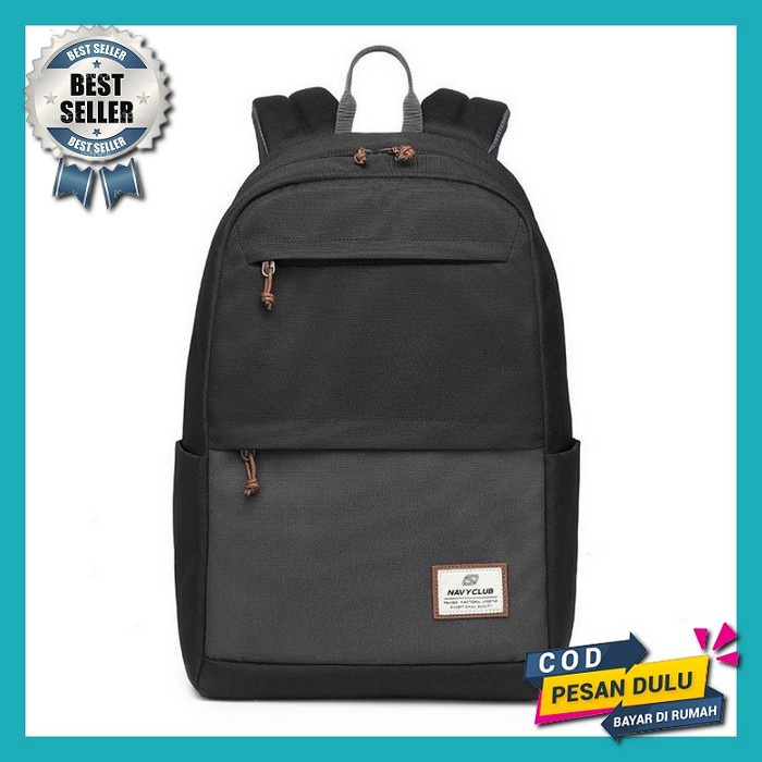 Tas Sekolah Ransel Backpack Cowok Cewek Smp Sma Sd Smu Kuliah Jalan Kerja Casual Abu Kanvas Navy Clu