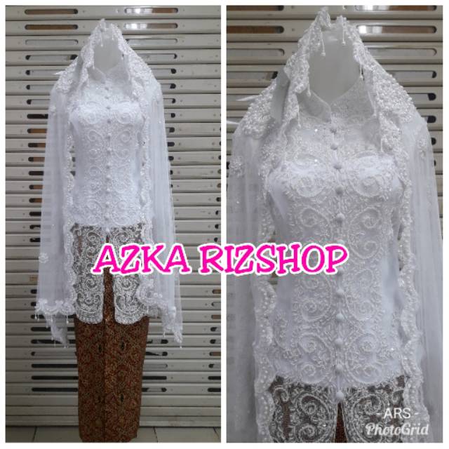SET KEBAYA AKAD NIKAH PUTIH KEBAYA TUNIK MODERN KEBAYA PENGANTEN