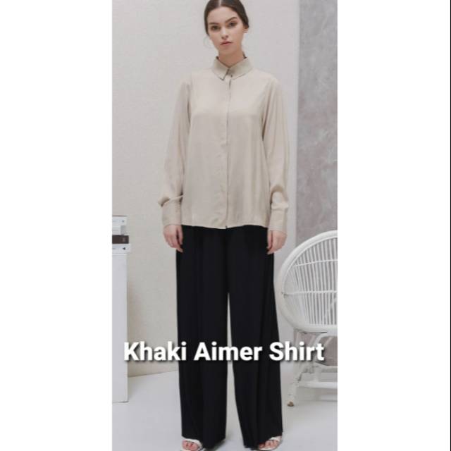SALE Buttonscarves >< Benang Jarum Khaki Aimer shirt size S