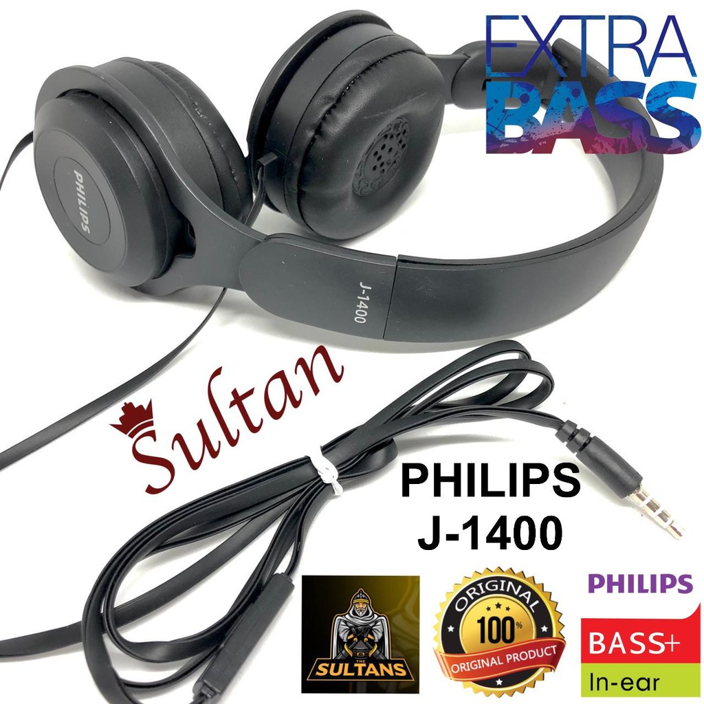 Headset Headphone Bando Philips J1400 KABEL 3.5MM AUDIO JACK