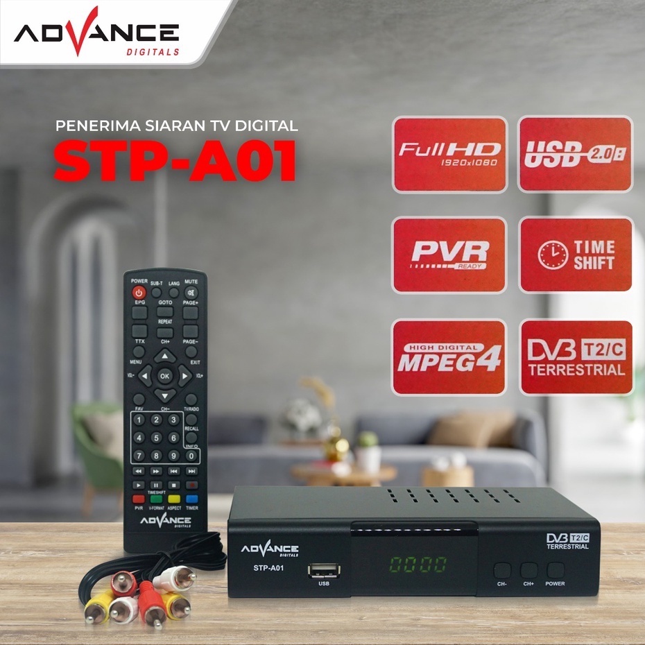 Jual Set Top Box Advance STB STP A01 Digital DVBT2 Receiver Tv Full Hd