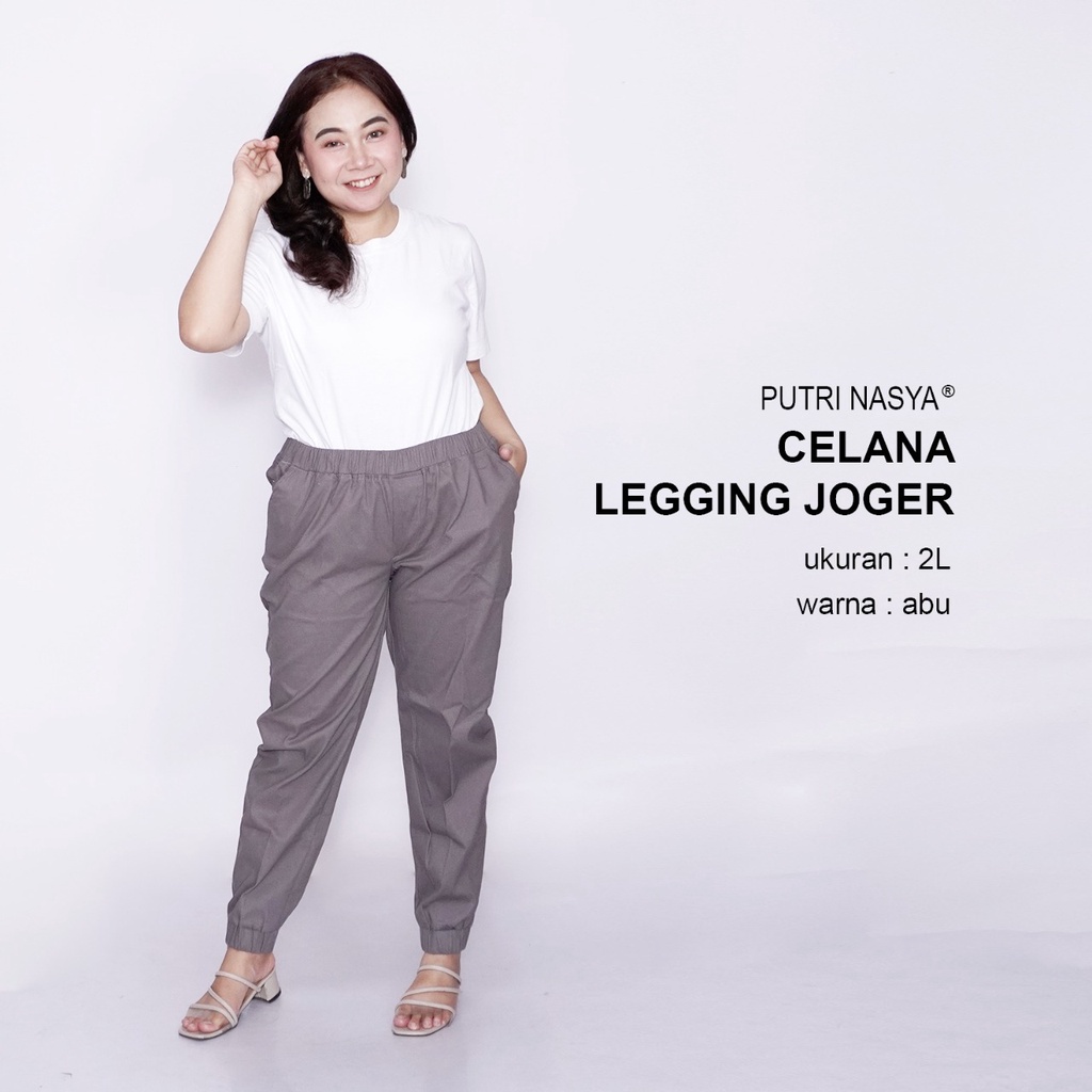 Putri Nasya - Celana Big Size Panjang Ukuran 8L,6L,5L,4L,2L,XL, all size Warna Moca Navy Army Abu Brown Dark Grey Cream Capucino Hitam