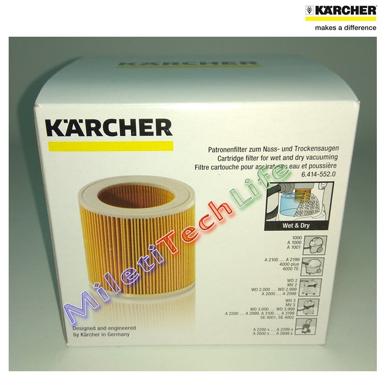 Karcher Cartridge Filter for MV WD2 WD3 NT20 NT27 NT30 NT38