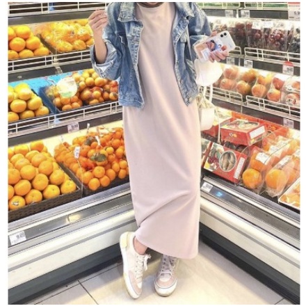 (BISA COD) Iner Span / Long Dress Inner Dress Maxi Dress Slimfit Span Polos Panjang