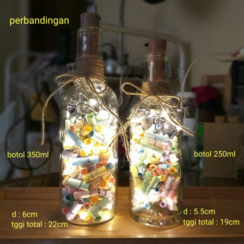 kado romantis wishes in bottle 100 pcs wish gulungan kertas hiasan botol led