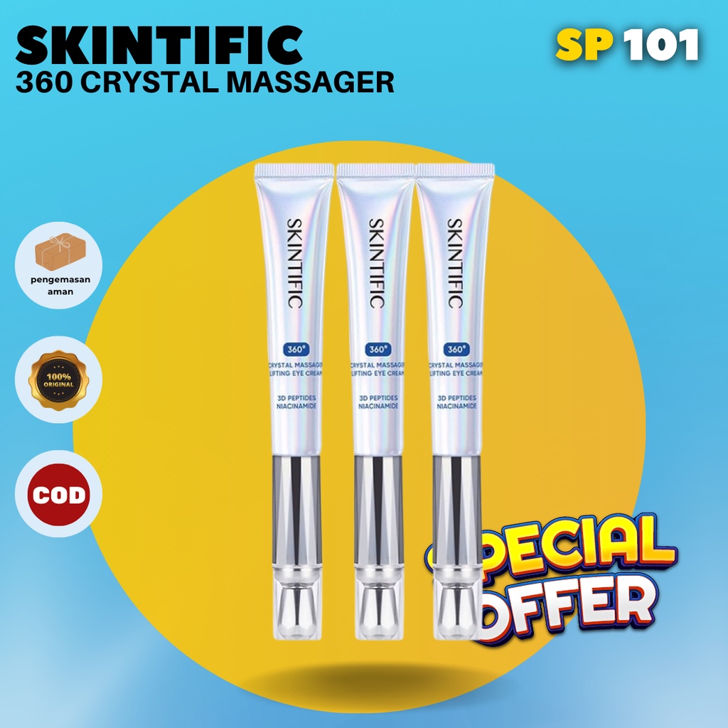 SKINTIFIC - 360 Crystal Massager Lifting Eye Cream Eye Gel Serum Untuk Mata Panda Kantung Mata Hitam