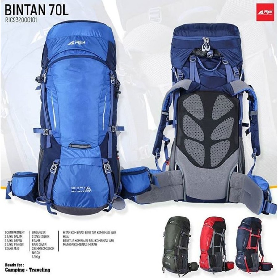 TAS GUNUNG REI CARRIER AREI OUTDOORGEAR BINTAN 70+5 LITER ORIGINAL INCLUDE RAINCOVER