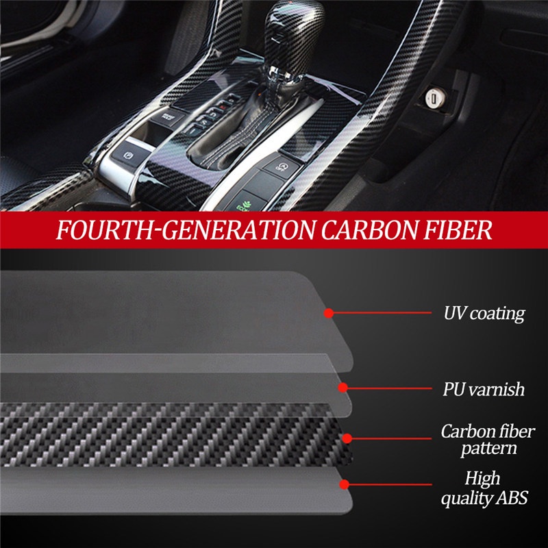TK 11Pcs Gear Panel Trim Shift Panel Box Decoration Cover sticker Automatic Transmission For Honda Civic 10th 2016-2020