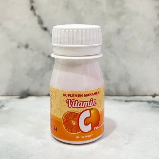 VITAMIN C PIM Botol Isi 100 Tablet Rasa Jeruk - Suplemen Makanan Tablet Hisap