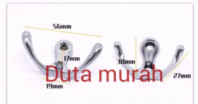 Gantungan Tempel Hook Double Besi / Hook Besar / Hook Mini / Chrome. Kwalitas Terbaik Free Skrup