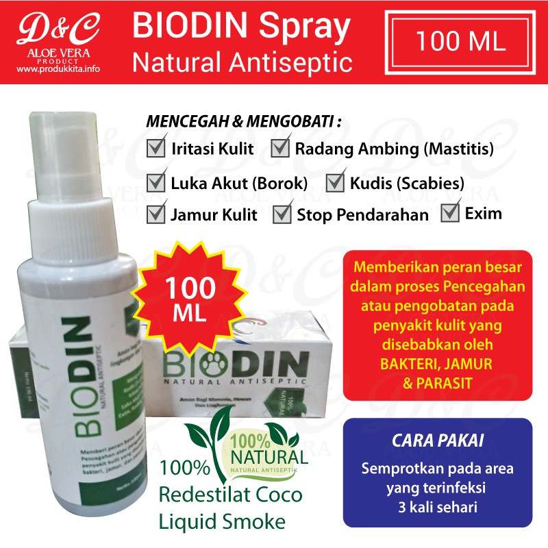 Biodin Spray 100ML Obat Scabies Demodex Luka Borok Jamur Kucing Anjing