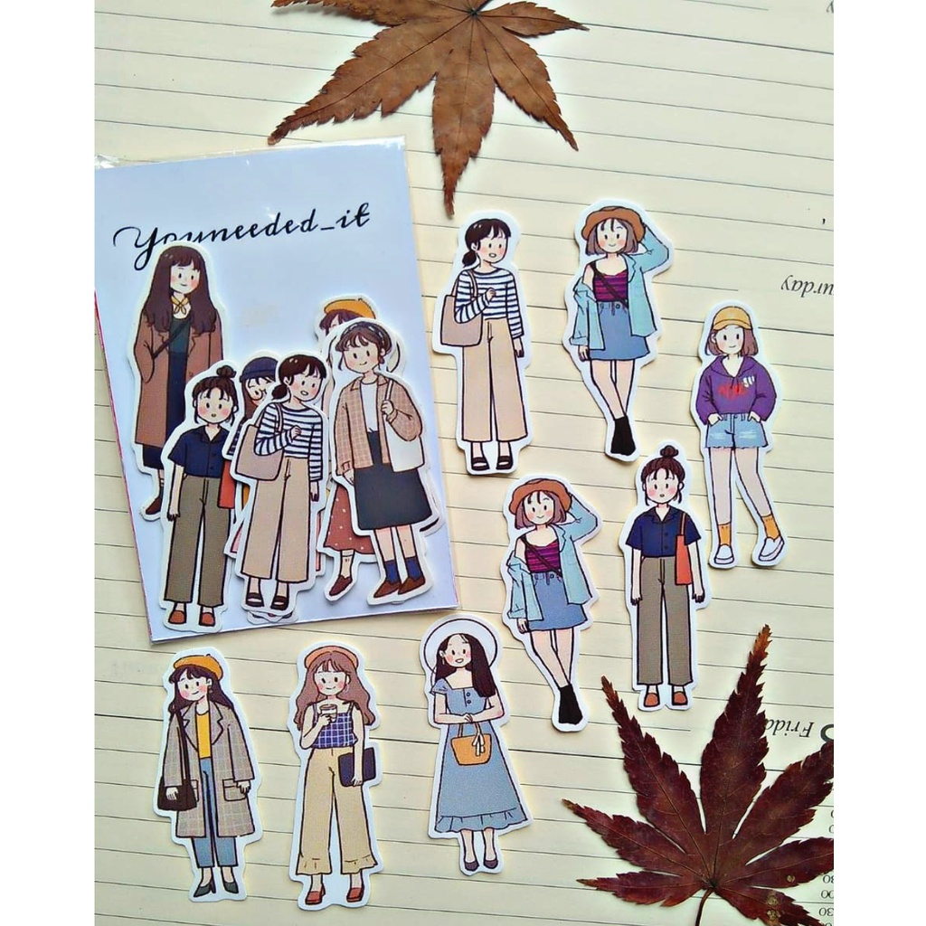 

10 pcs Stiker Tumblr Girls/Stiker People Aestetik For Journaling/Stiker Chibi