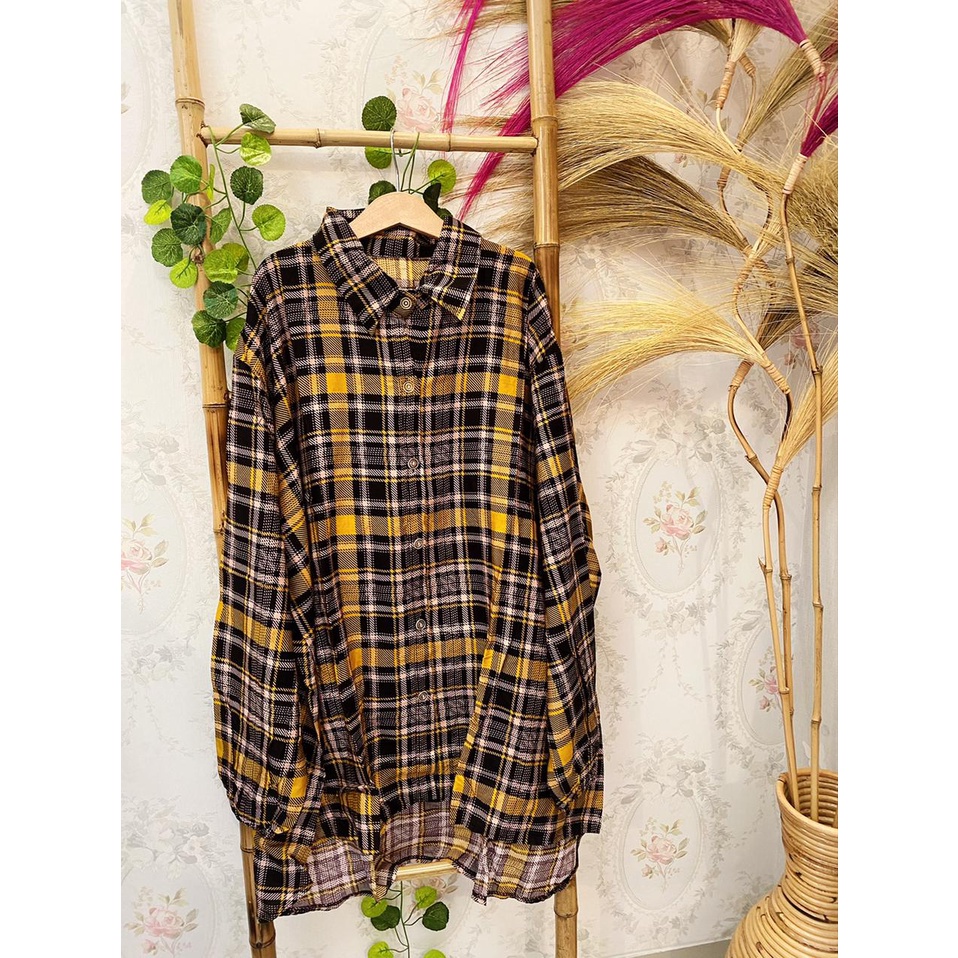 Damai fashion jakarta - baju KEMEJA wanita FLANEL - konveksi murah tanah abang
