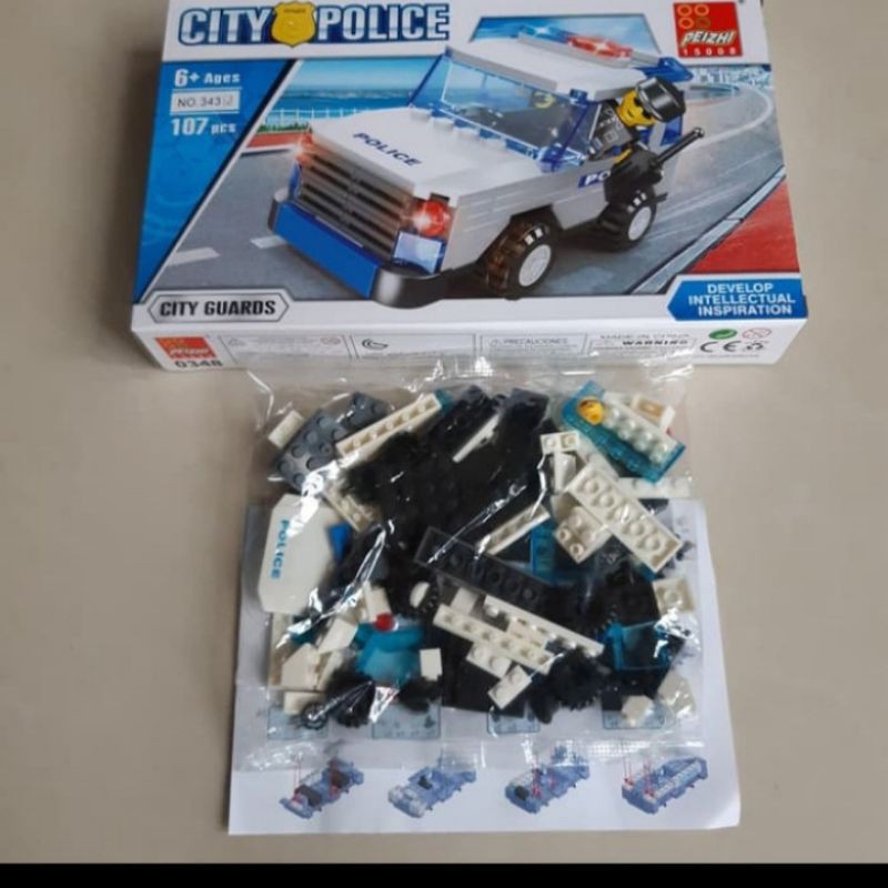 Lego Mobil Polisi City Police - Truk Car 107 pcs Brick Block Peizhi
