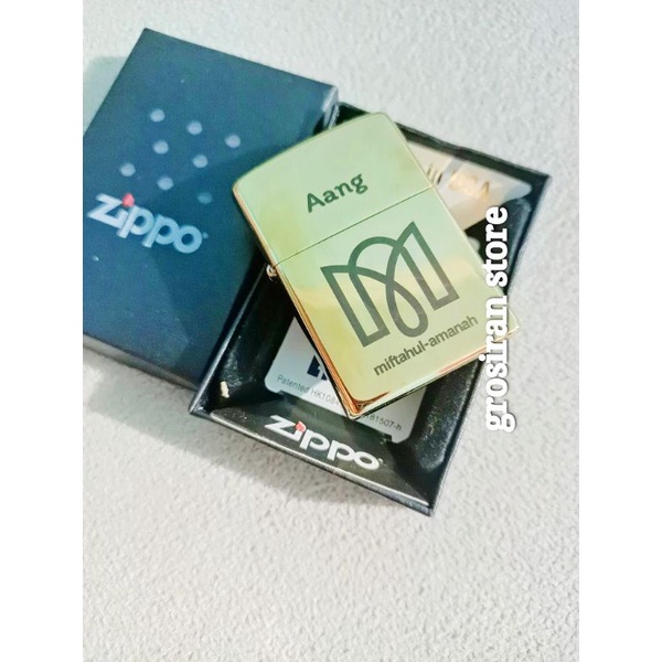 zippo Miftahul gold custom logo nama grafir kado souvenir PT
