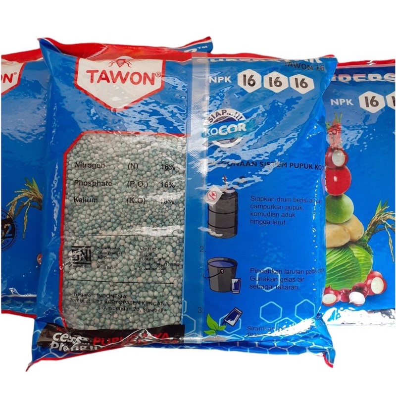 NPK 16 16 16  TAWON 1Kg Kemasan pabrik 100% Original NPK mutiara