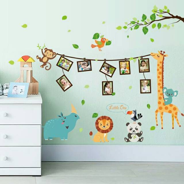 RELIZA WALL STICKER JERAPAH ZOO ANIMAL HEWAN ANAK KIDS FRAME FOTO SK9206 STIKER DINDING