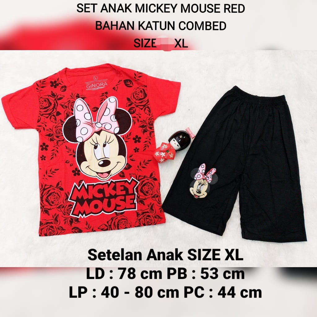 [ SUXIENNA ] RF- GINORA SETELAN HOTPANTS ANAK PEREMPUAN SABLON MINNIE MOUSE BAHAN KAOS COMBED SIZE X