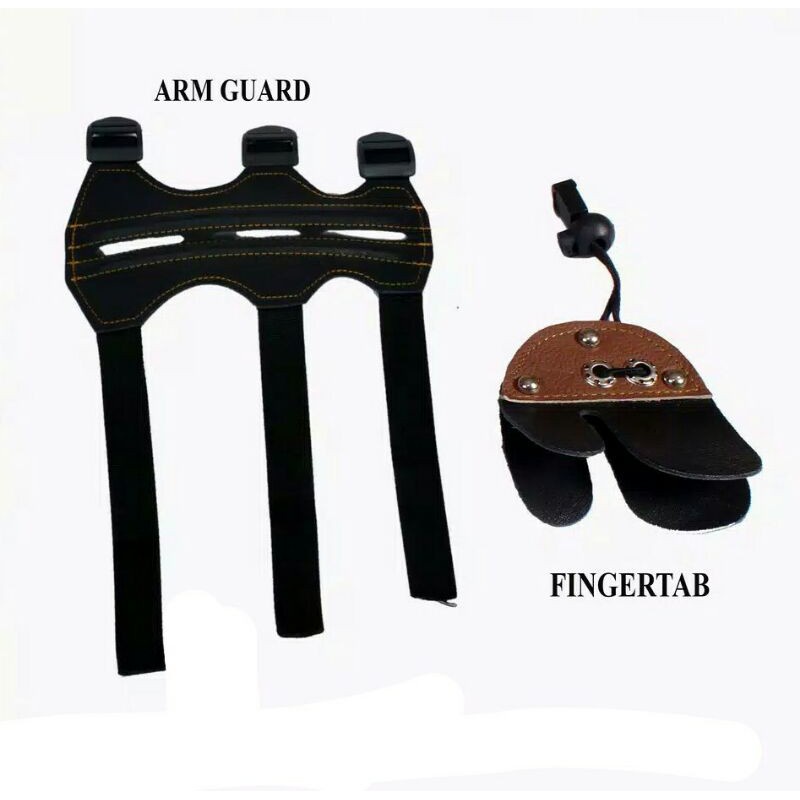 Armguard dan Fingertab Bahan Kulit Asli Untuk Remaja / Dewasa | Alat Panahan Panah Pemanah Berkualit