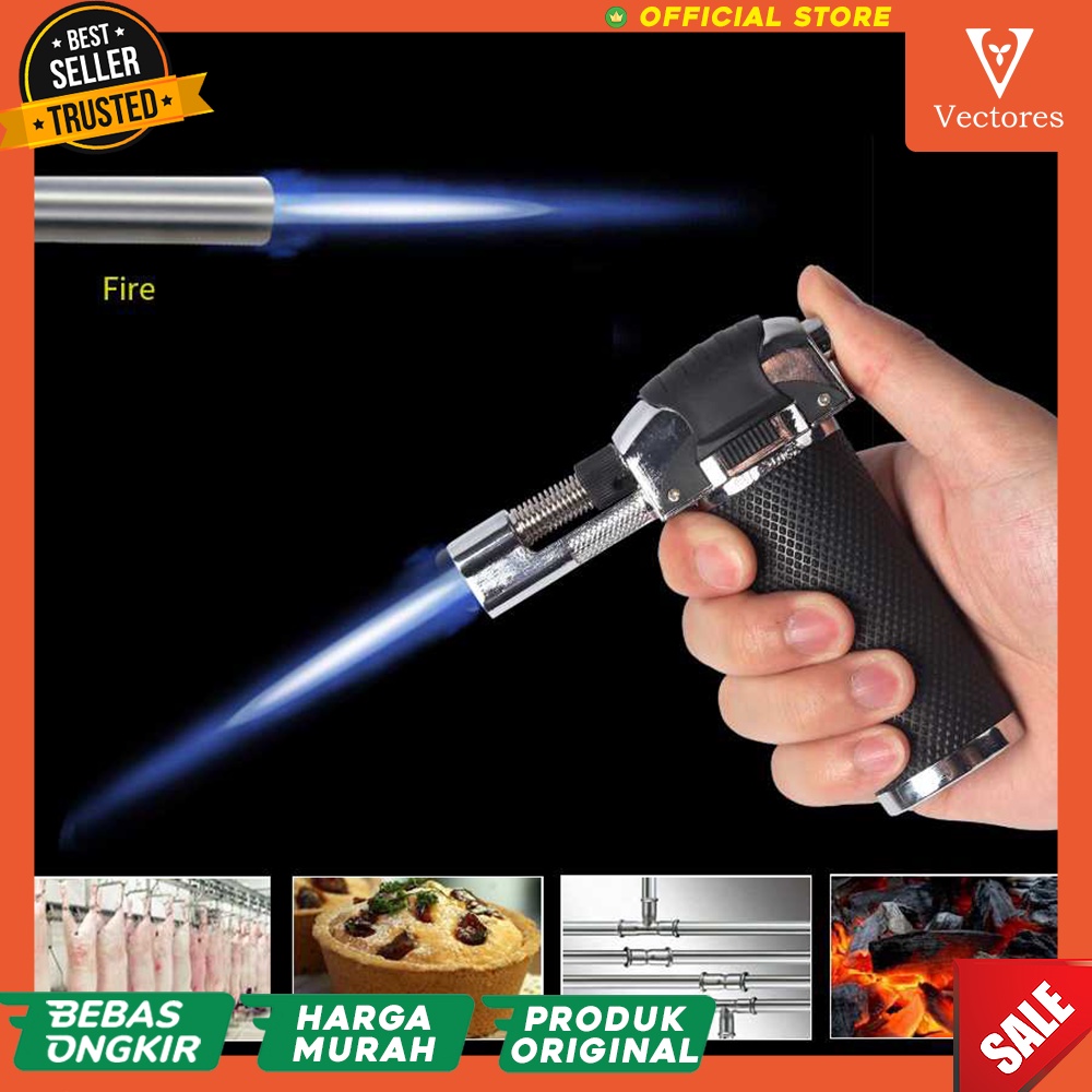 [ORIGINAL] Lighter Korek Api Gas Butane Blow Torch Flame Gun Makanan Dapur Refillable Pemantik Terbaru Murah