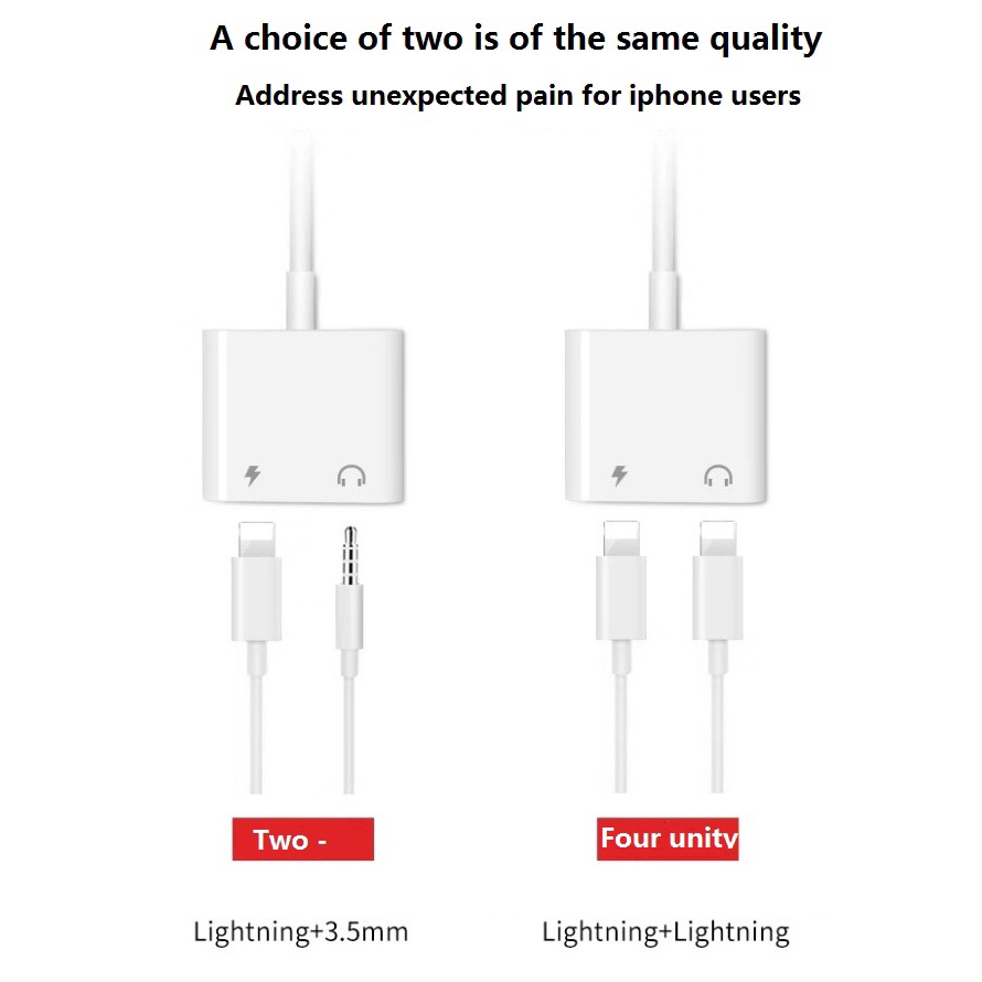 Adapter Charger Headset 2 In 1 Multifungsi Untuk iPhone