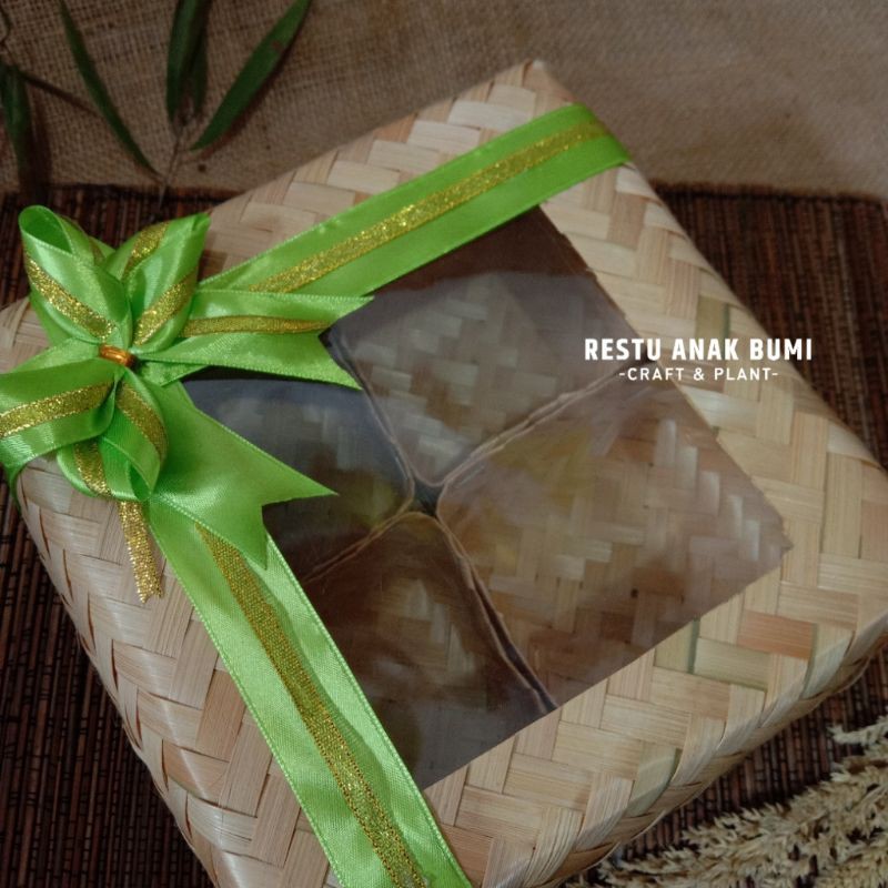 Besek Sekat 4 Mika Pita|Food Box|Snack|Wadah Sokase Kue|Tempat Hantaran|Saji|Makanan|Hampers