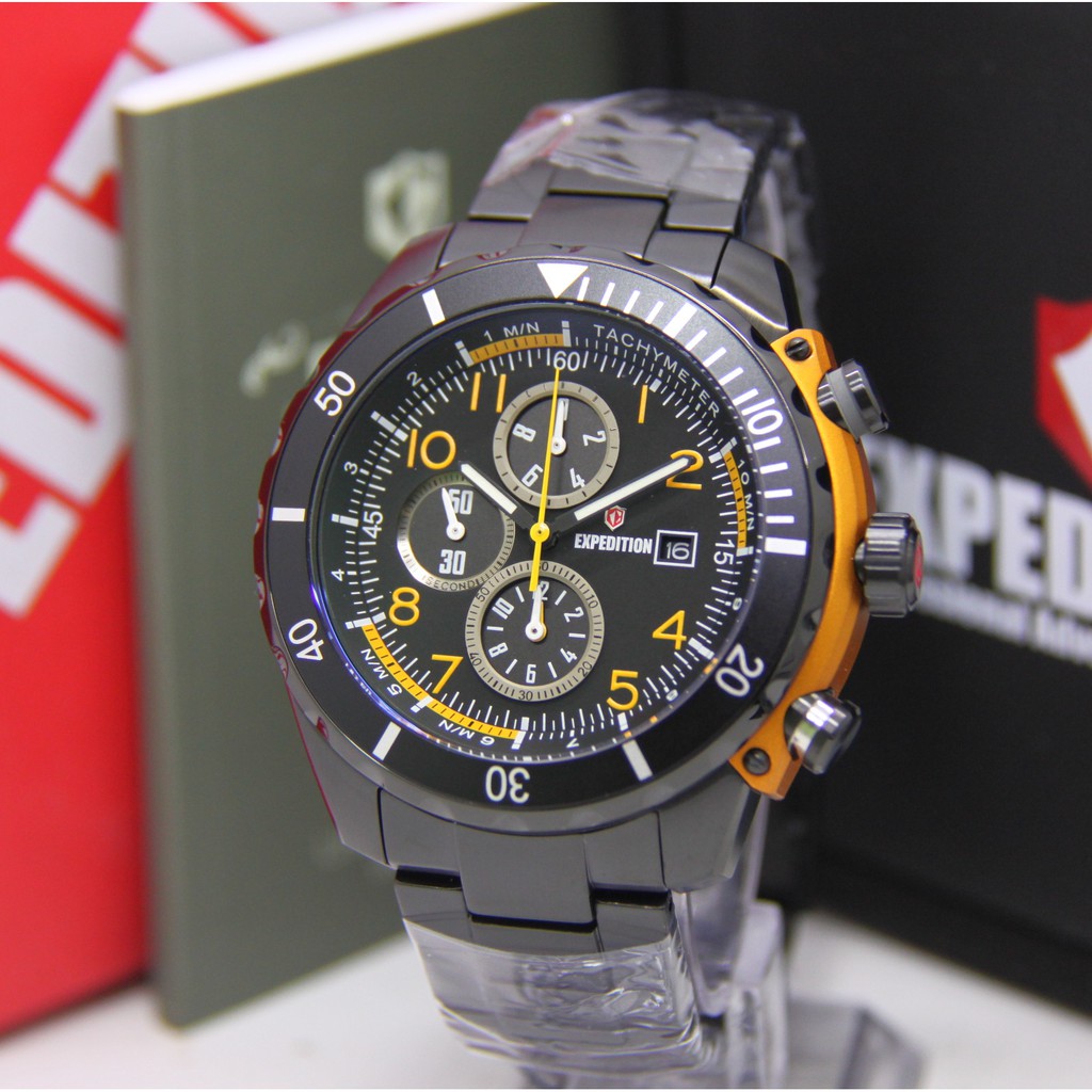 EXPEDITION 6795 PRIA BLACK YELLOW ORIGINAL EXP6795 EXP 6795 JAM TANGAN COWOK ARLOJI COWOK