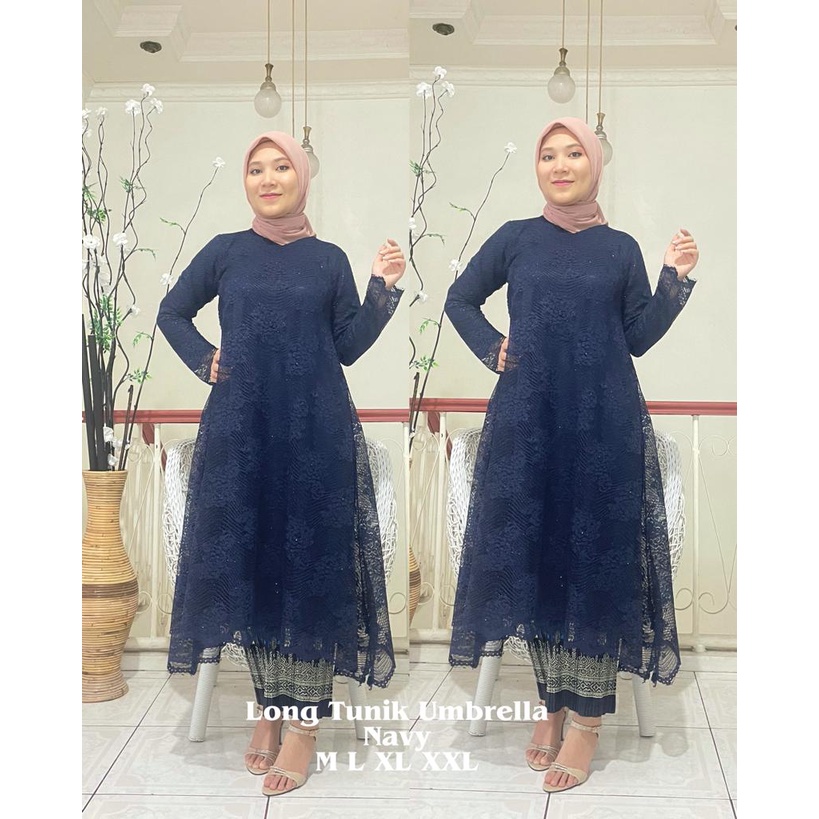 LONG TUNIK UMBRELLA BRUKAT / KEBAYA MODERN / KEBAYA PESTA / ATASAN TUNIK WANITA / MC